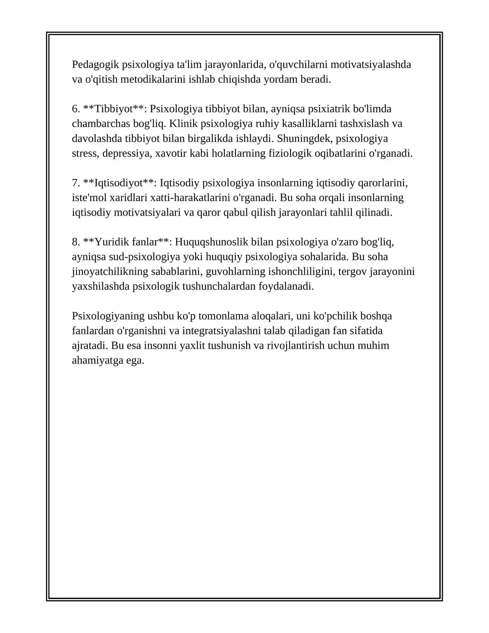 PSIXOLOGIYANING FANLAR TIZIMIDA TUTGAN BOʻRNI 4