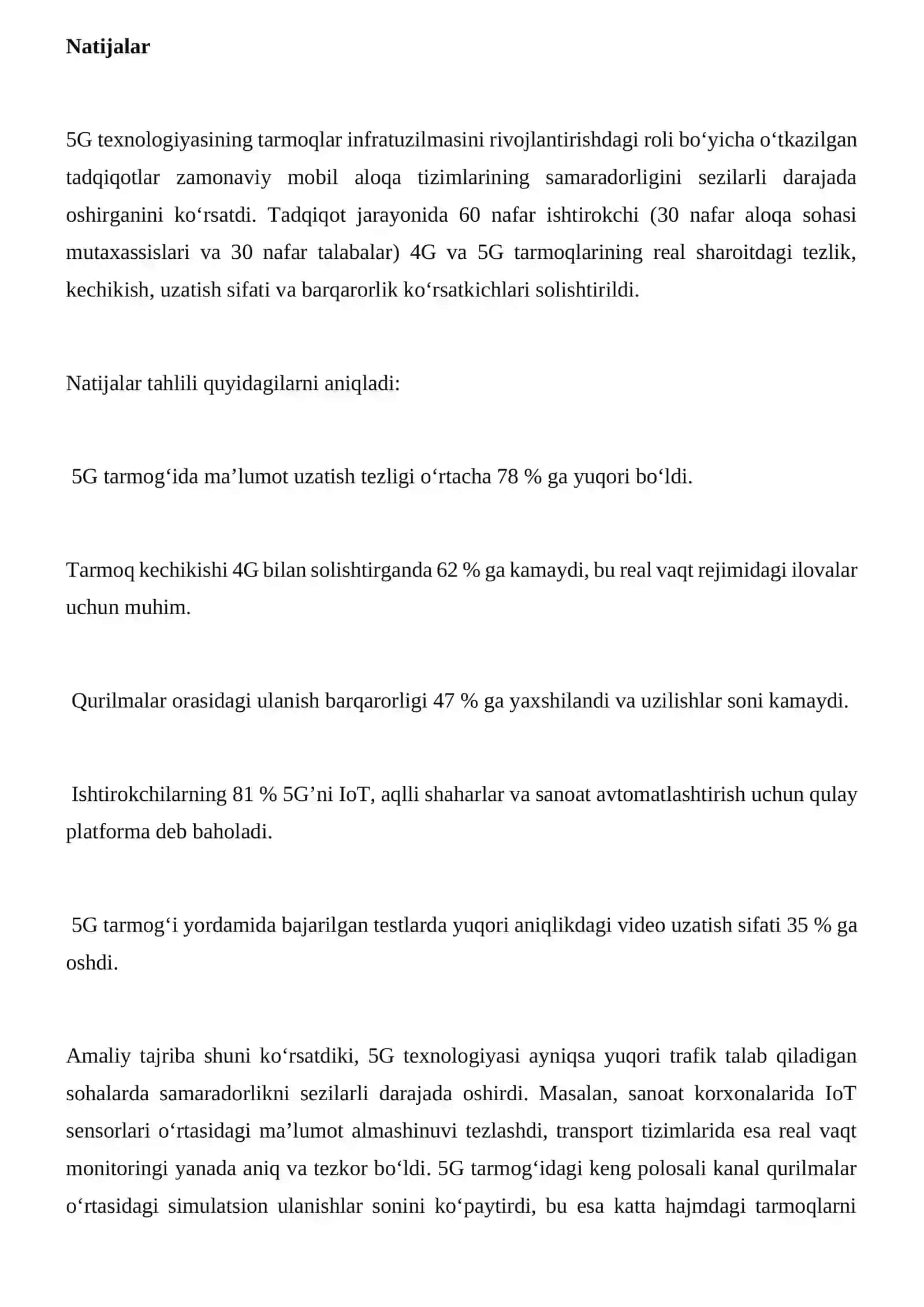 5G texnologiyasi va uning tarmoqlar rivojlanishidagi roli 4
