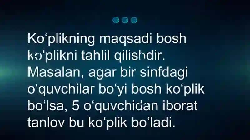 Ko'plik.Variatsion qator.Ular bn ishlash.Moda.Mediana. Tartiblash 4