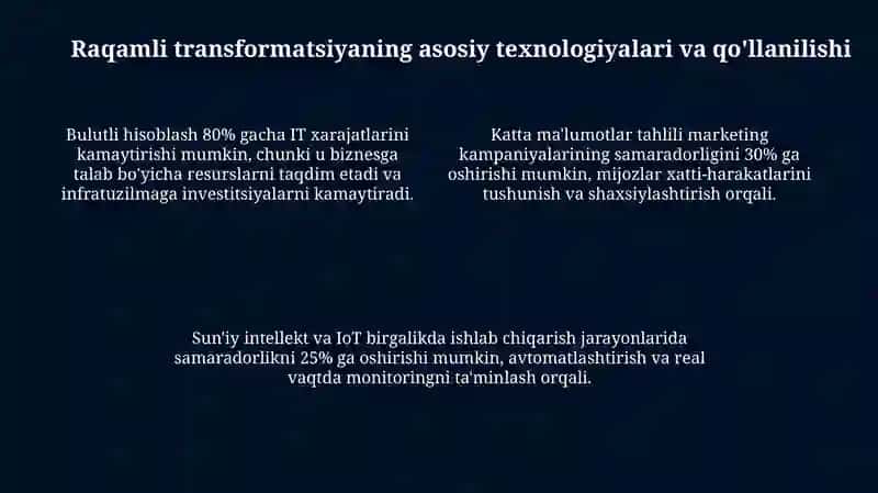 Raqamli transformatsiya: Biznes jarayonlariga ta'siri 4