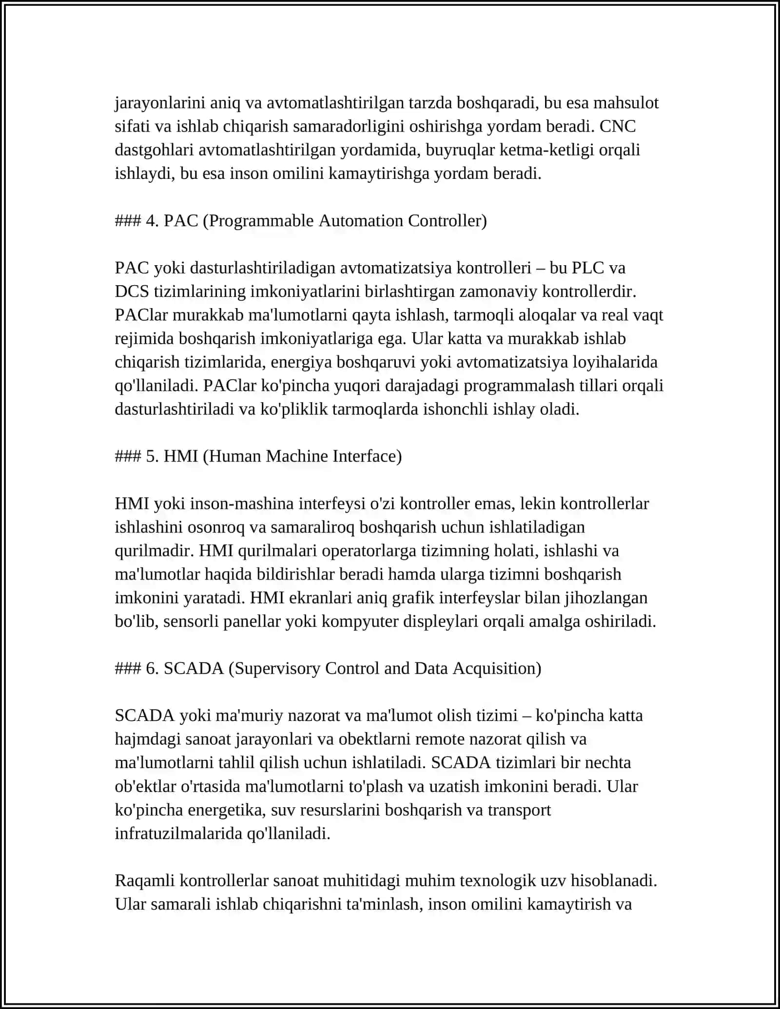 RAQAMLIY KONTROLLERLARNI LOYIHALASH 4