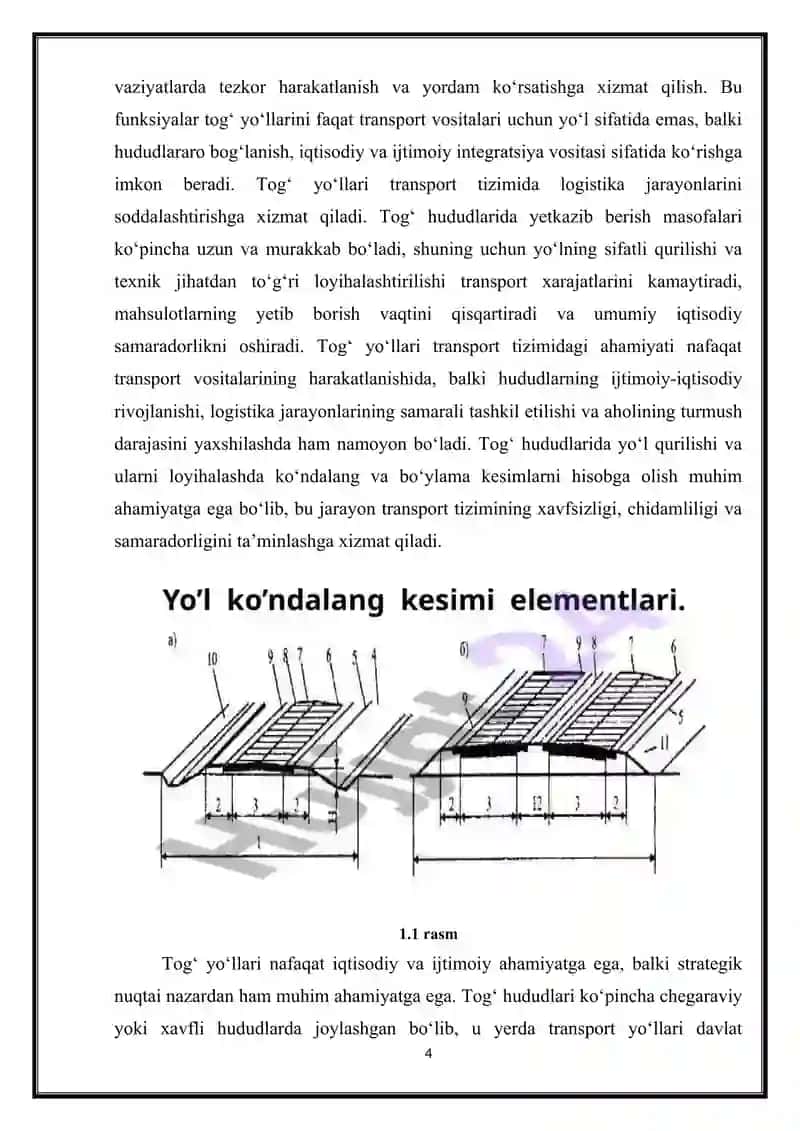 Tog' yo'llarining ko'ndalang va bo' ylama kesimlari 4