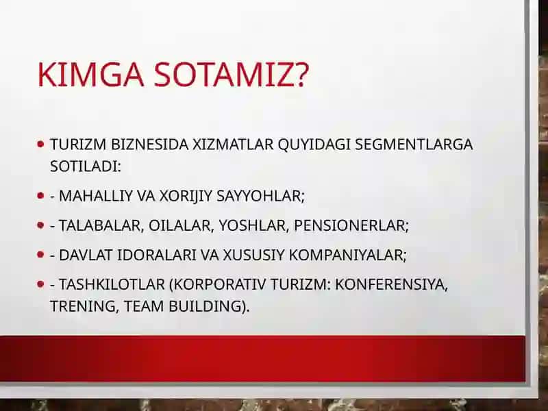 Turizm biznesida mijoz turlari 4