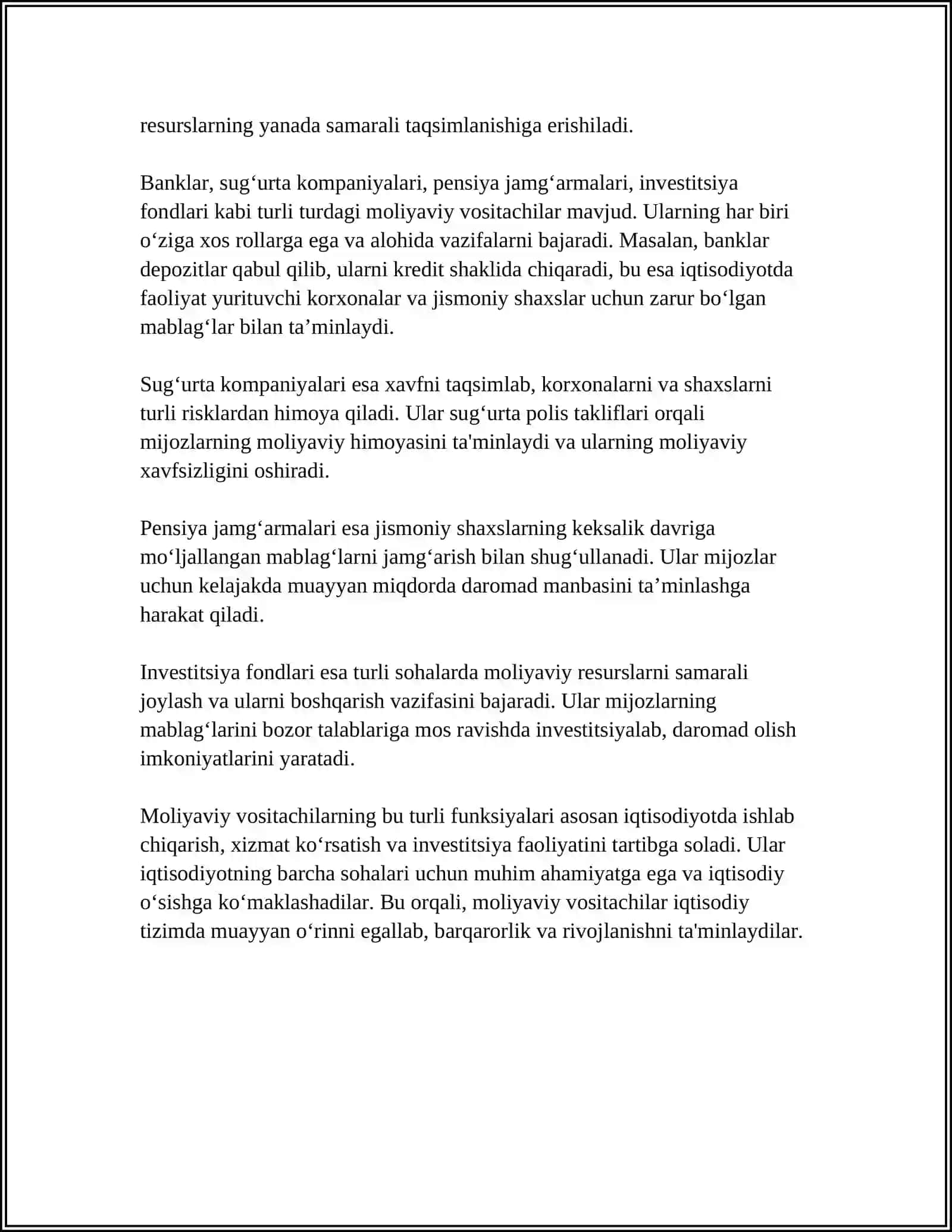Moliyaviy vositachilar 4
