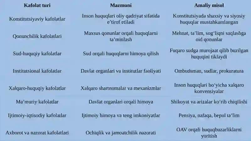 Insonhuquqining kafolatlari 4