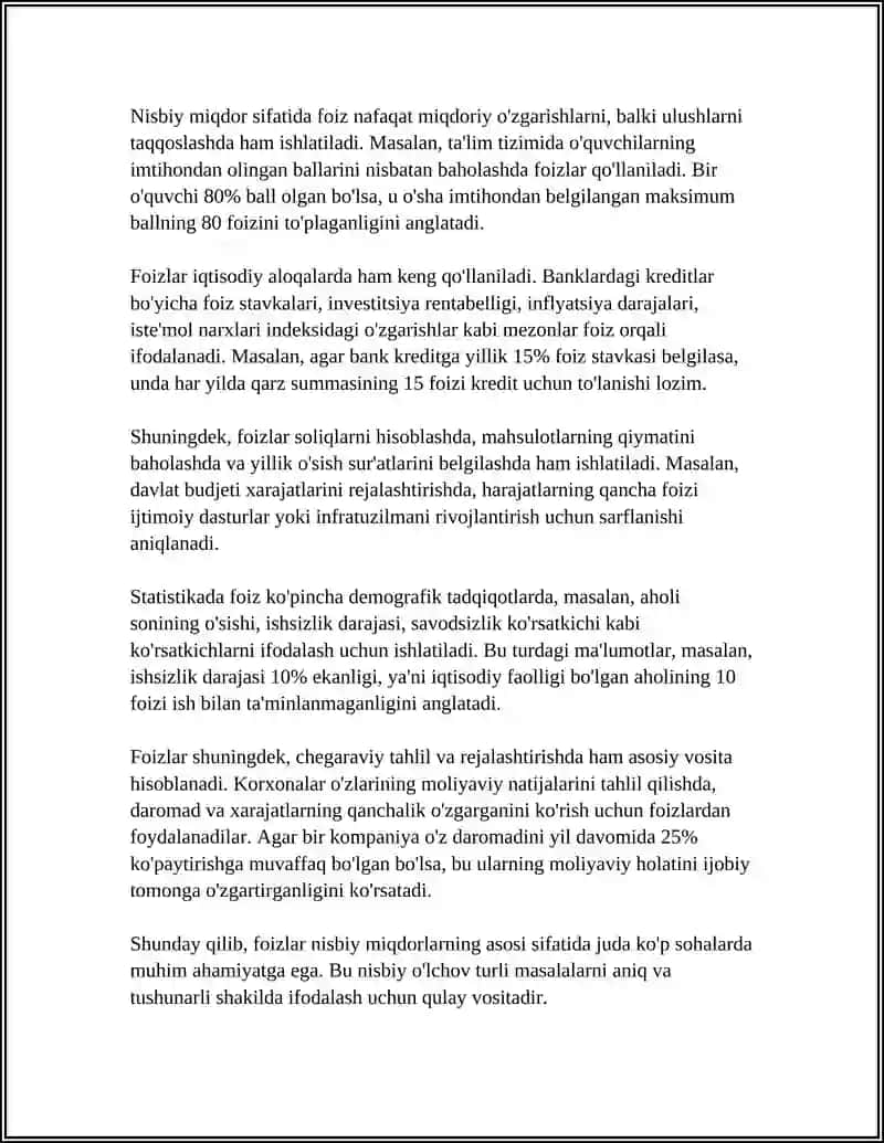 NISBIY MIQDORLARNING TURLARI 4