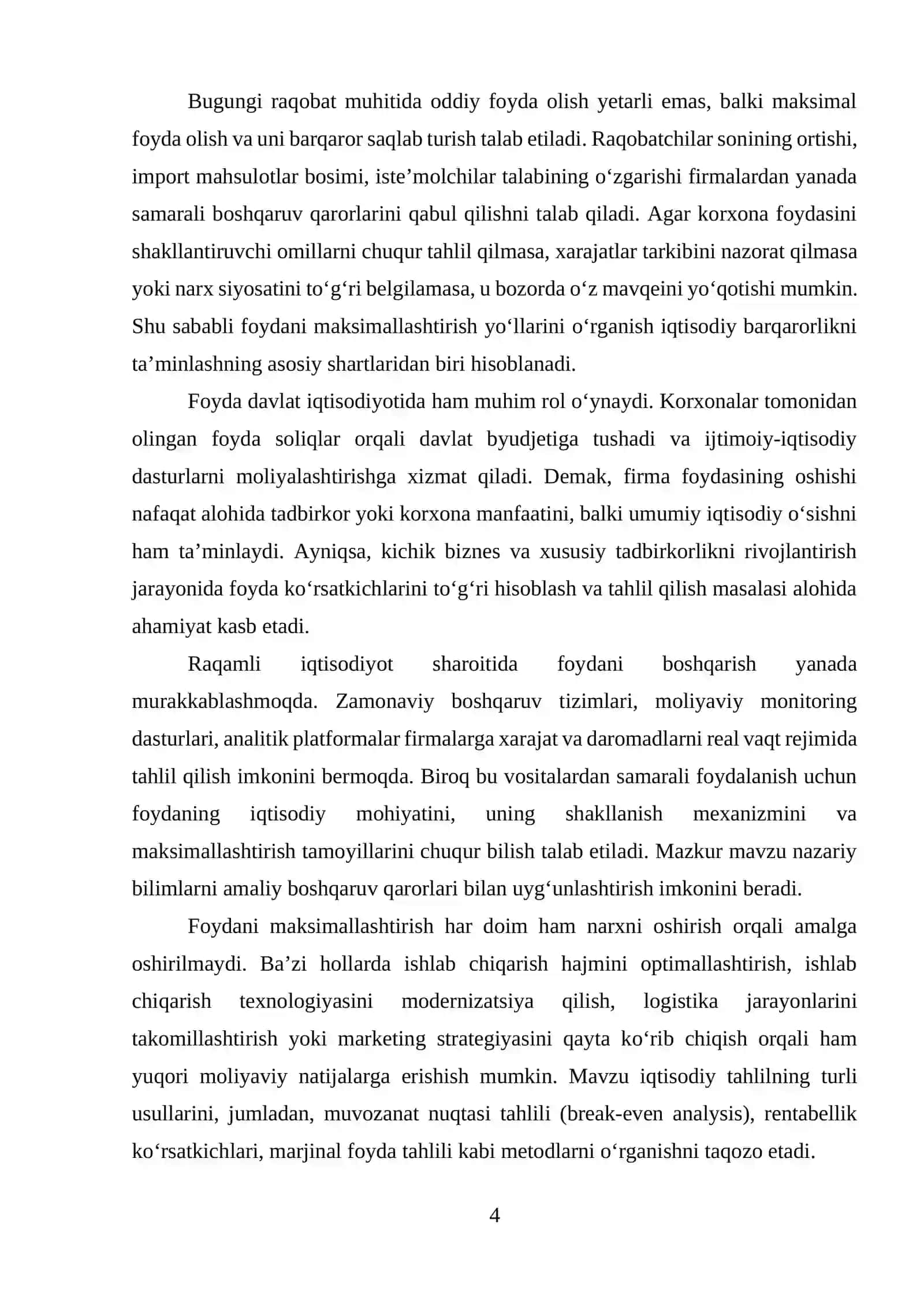 Firma foydasini aniqlash va uni maksimallashtirish 4