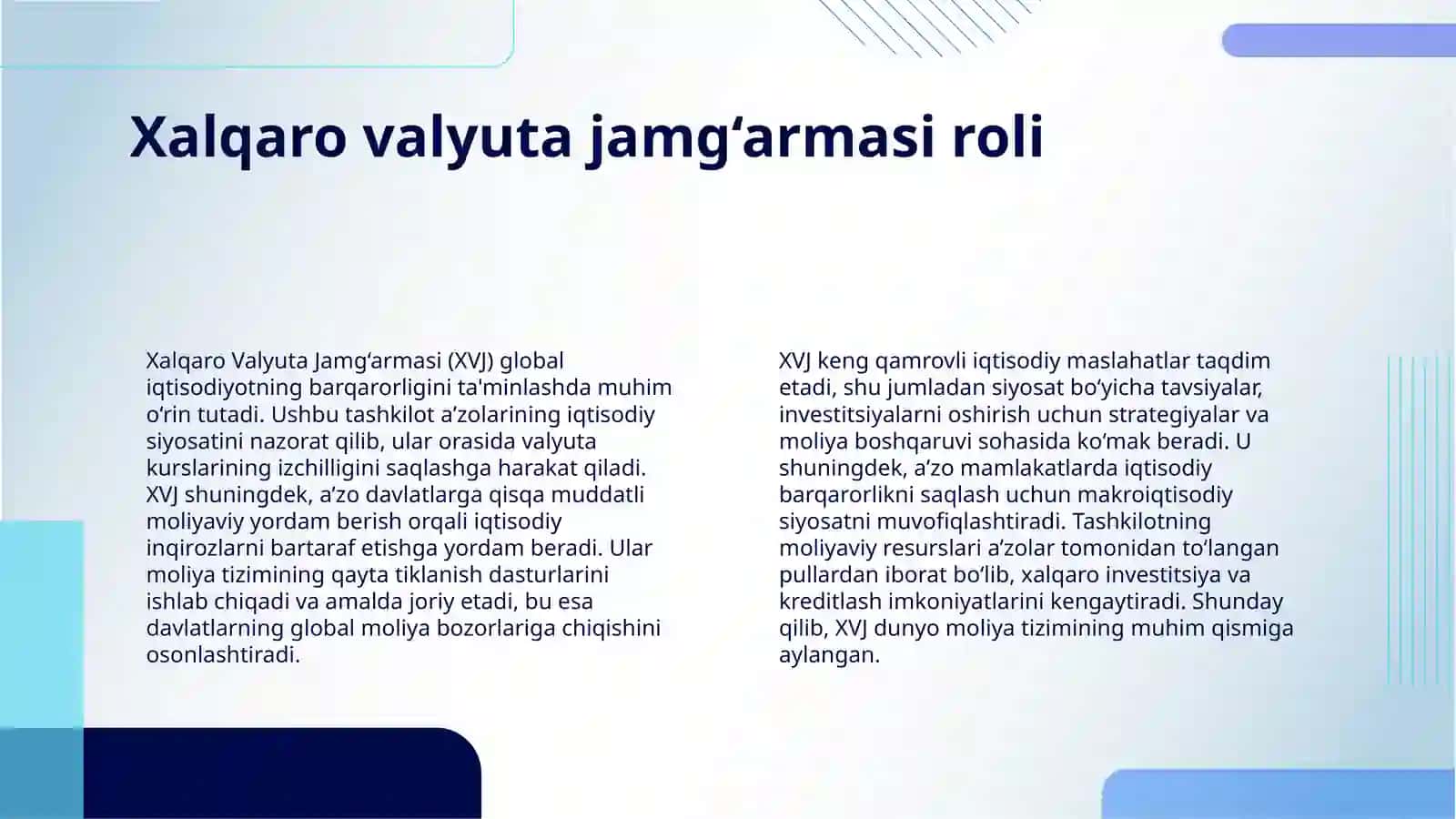 XALQARO MOLIYAVIY TASHKILOTLAR VA ULARNING DAVLAT MOLIYASIGA TA'SIRI 4