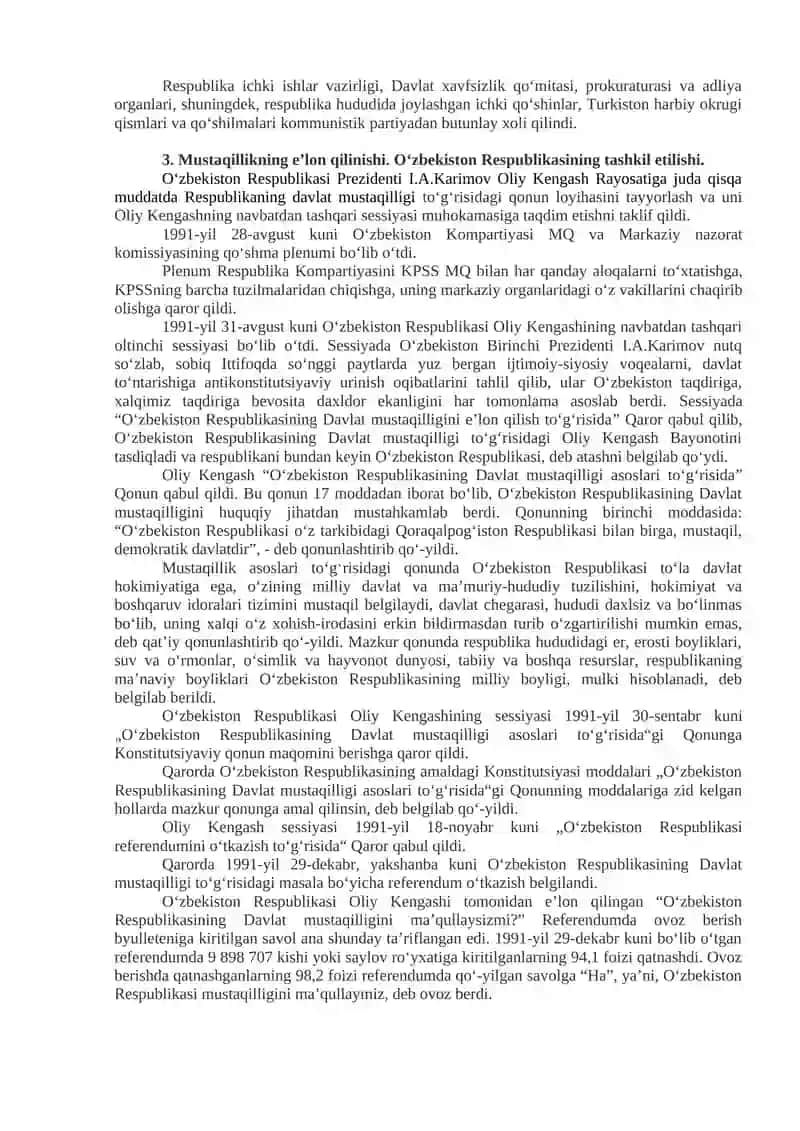 Mustaqil O'zbekiston Respublikasining Tashkil Topishi va Tarixiy Ahamiyati 4