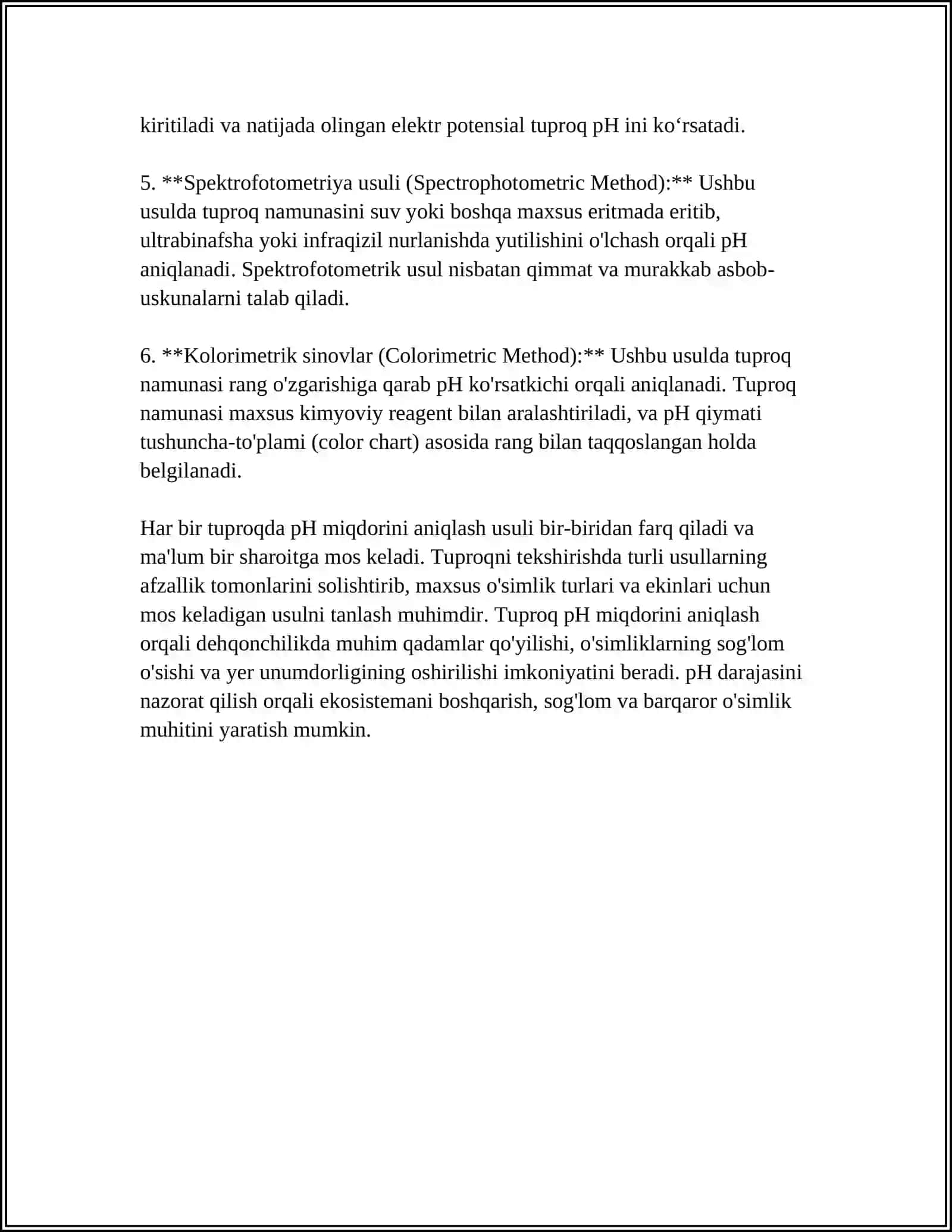 Tuproq pH tahlil usullari 4