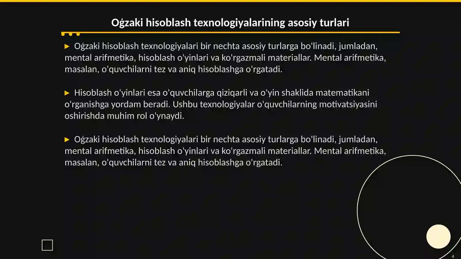Oģzaki hisoblash malakalarini o'rganish tarixi 4