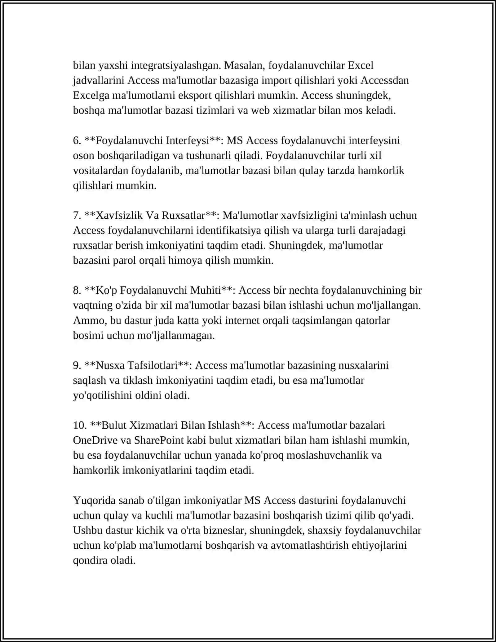 MS ACCESS FORMALARI HAQIDA TUSHUNCHA 4