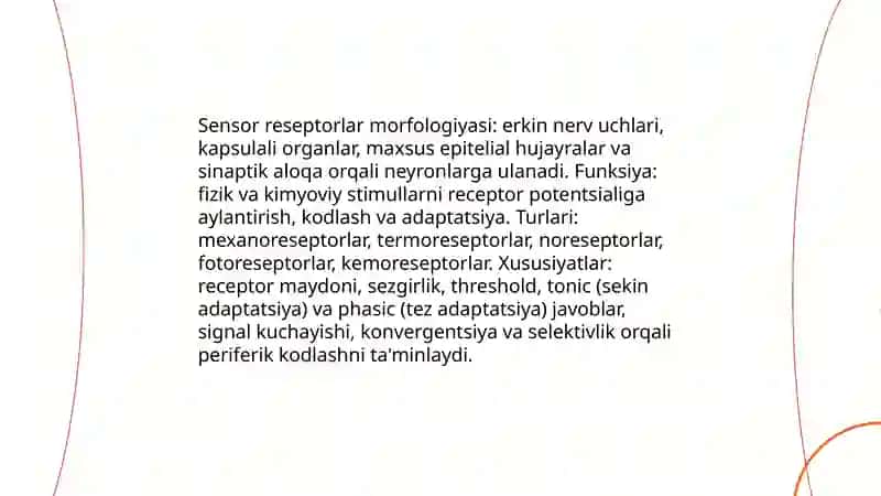Sensor tizimlar fiziologiyasi 4