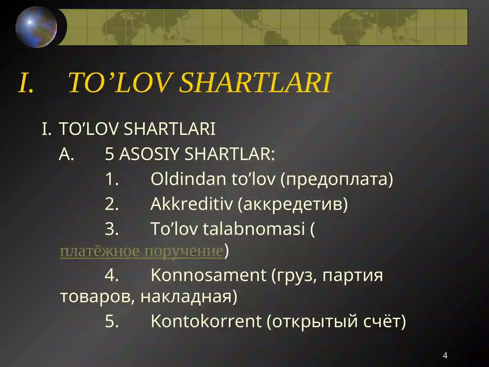 XALQARO SAVDONI MOLIYALASHTIRISH 4
