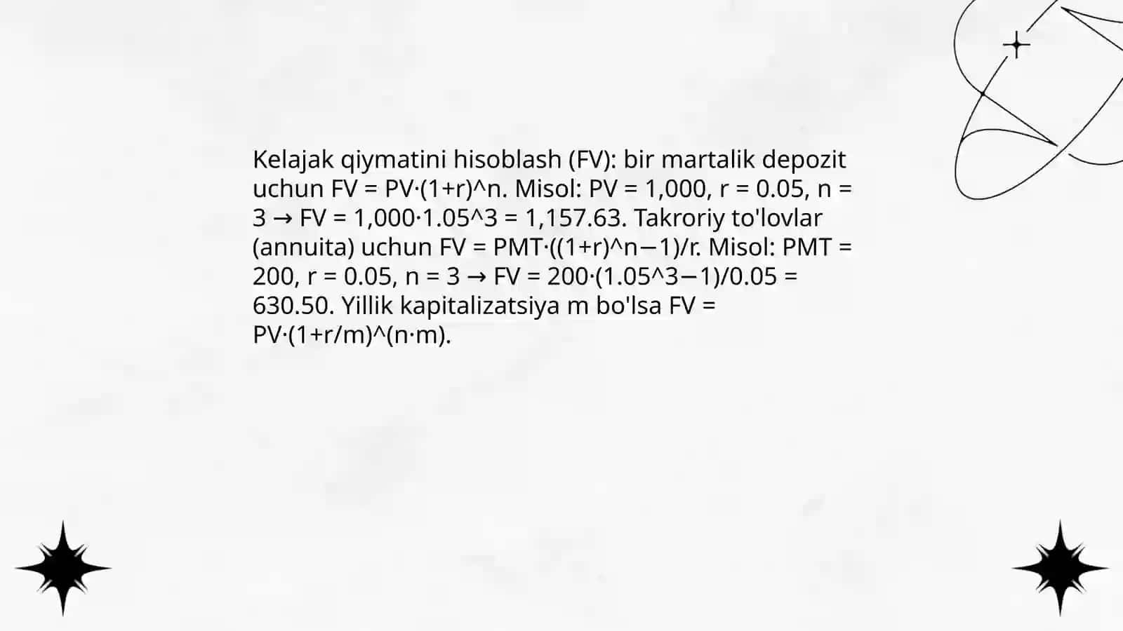 Pulning davriy qiymati va pul oqimlarining diskontli tahlili 4