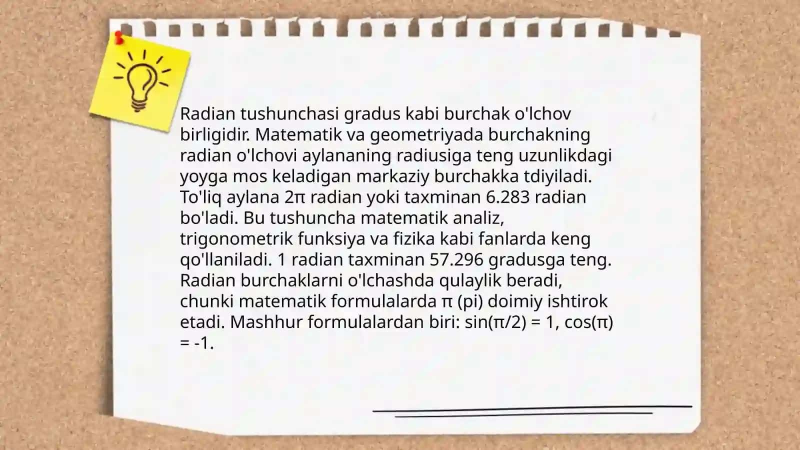 Burchakning radian o'lchovi 4