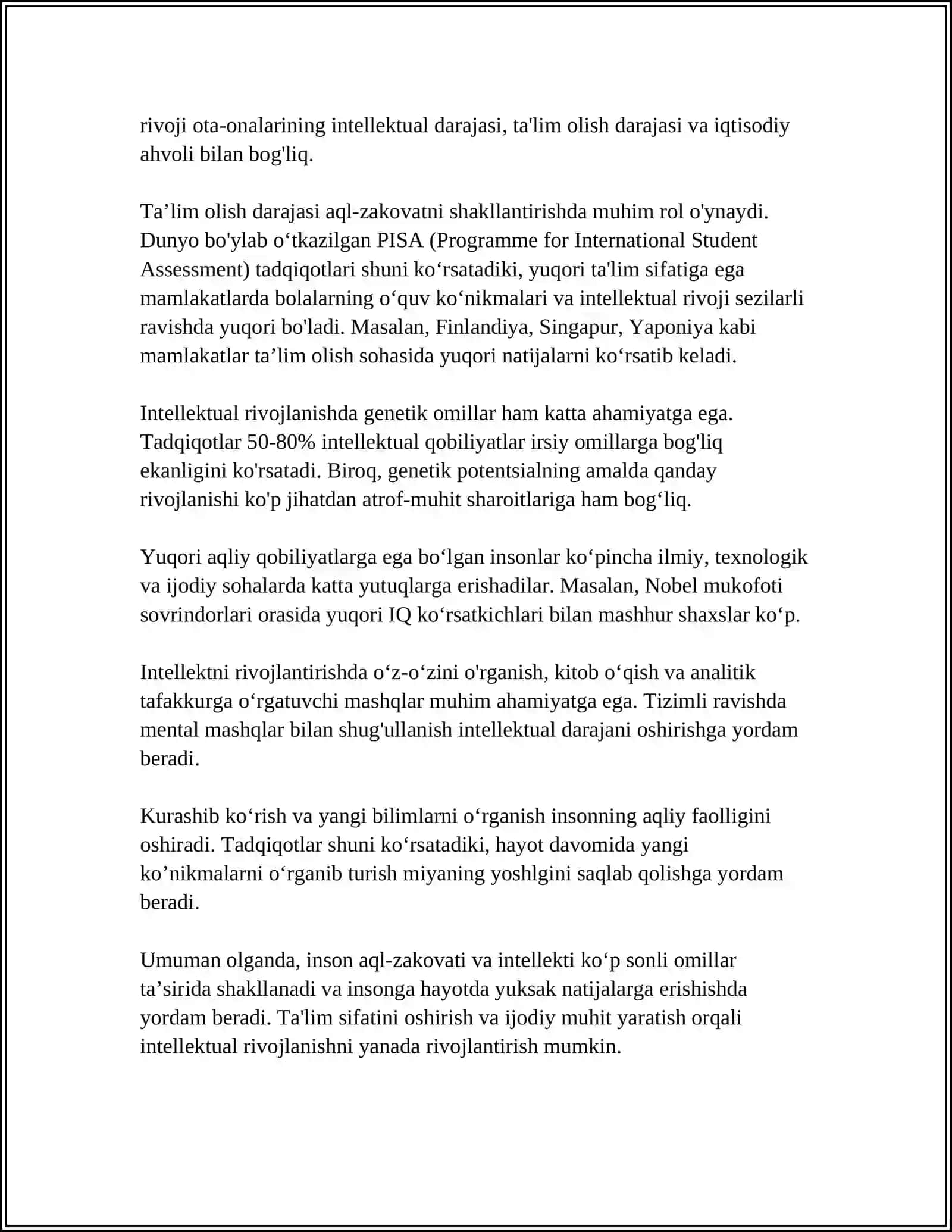 INSONNING BILISH QOBILIYATI 4