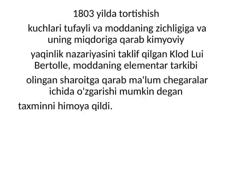Miqdoriy qonunlar davri. Atom-molekulyar talimotning shakllanishi 4