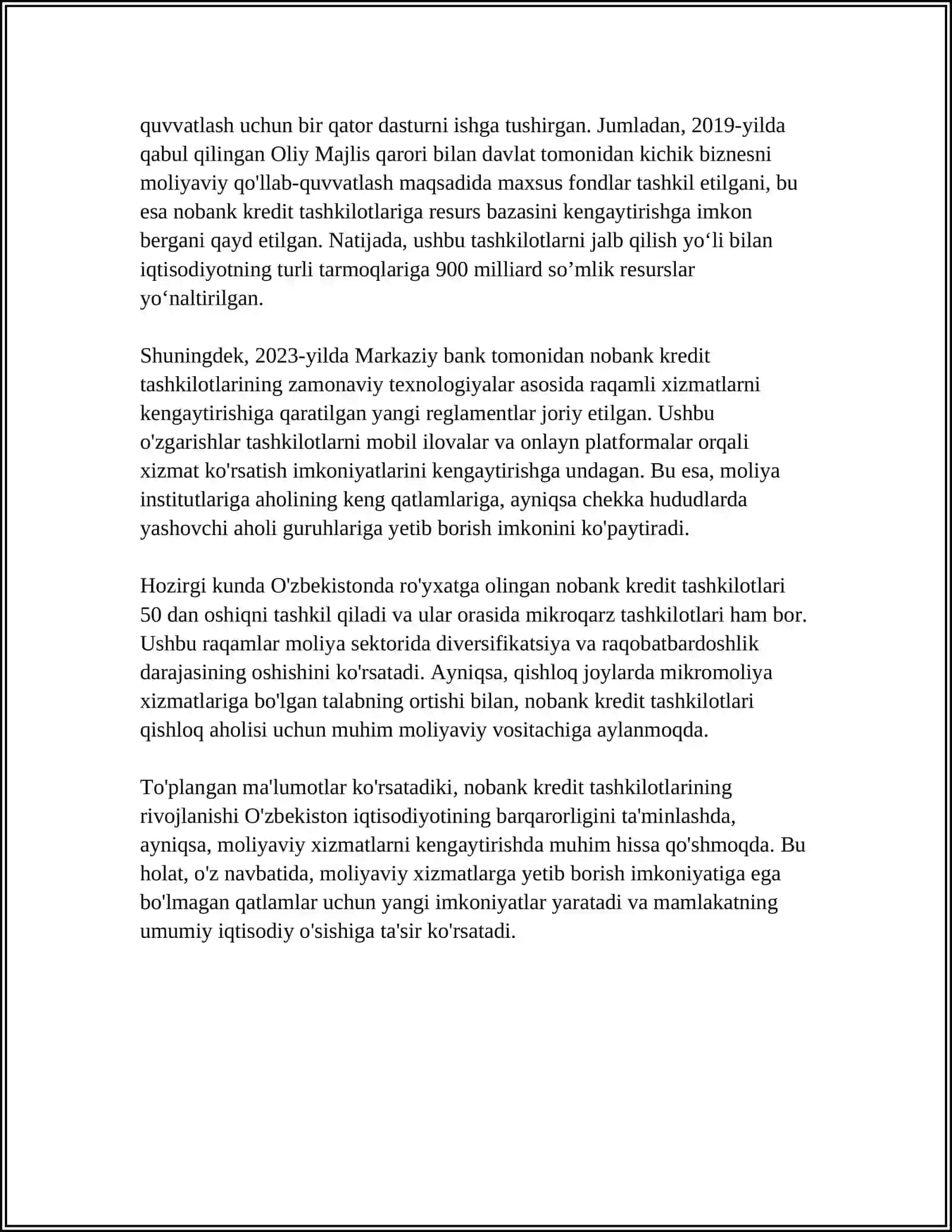 NOBANK KREDIT TASHKILOTLARI FAOLIYATINI TARTIBGA SOLISH VA NAZORAT QILISH 4