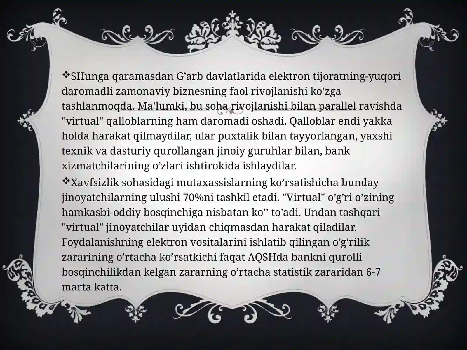 e-biznes tizimini himoya qilish muammolari 4