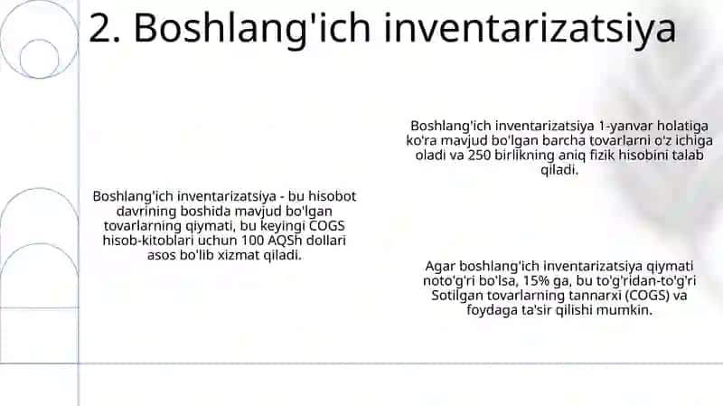 Sotilgan tovarlar qiymatini hisoblash 4