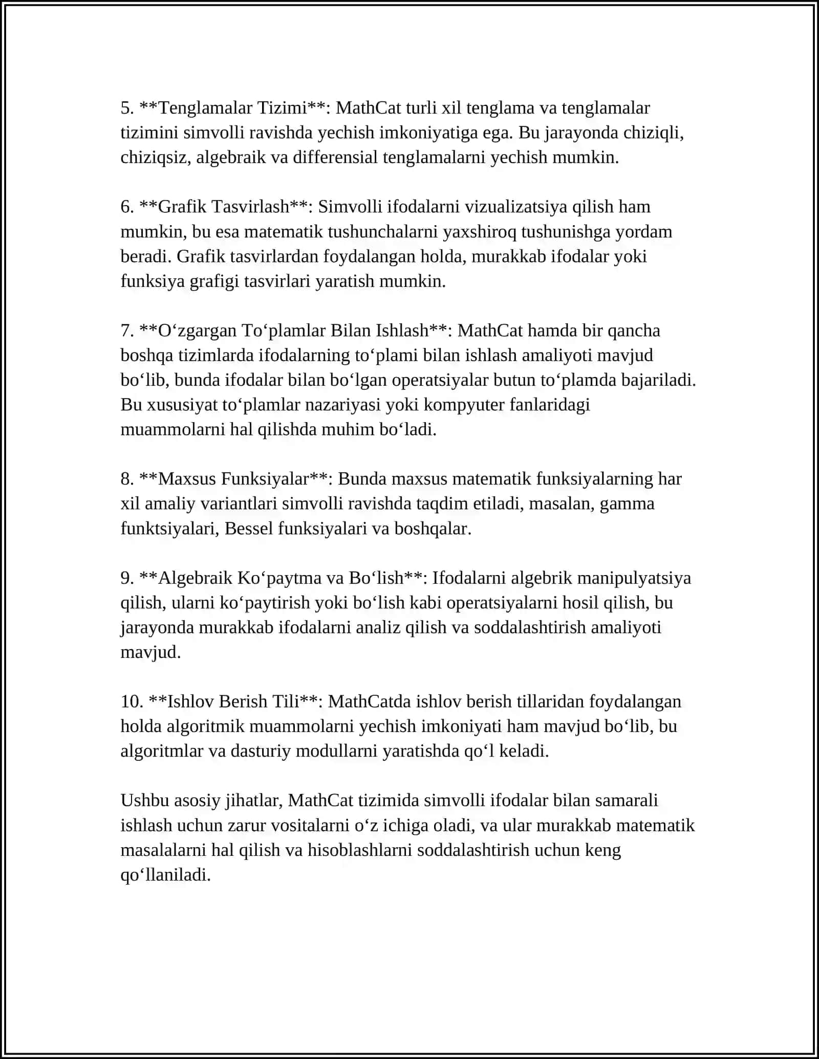 SIMVOLLI HISOBLASHLAR(MATHCAT TIZIMLARIDA) 4