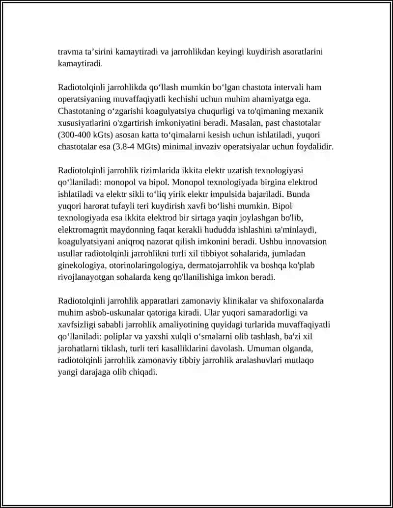 Radiotolqinli jarrohlik 4