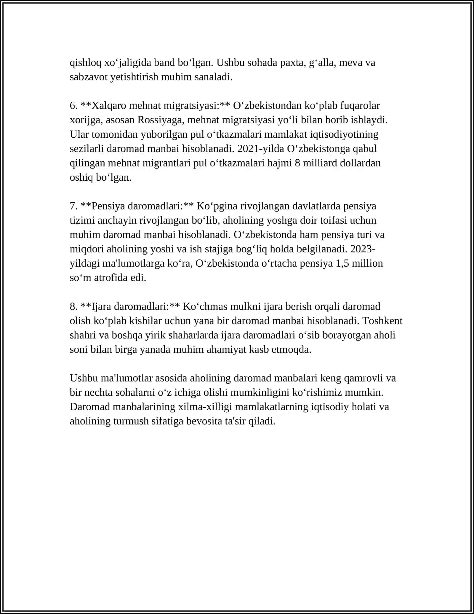 AHOLINING DAROMADLARI 4