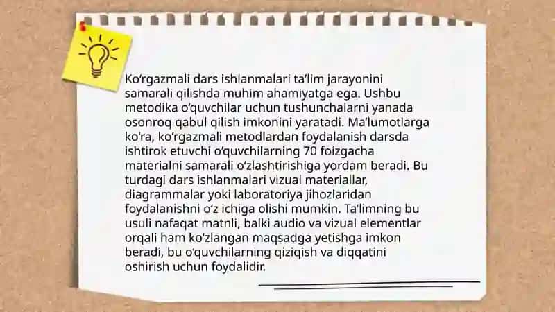 Dars ishlanmalari, ularning mohiyati, shakl va ko‘rinishlari 4