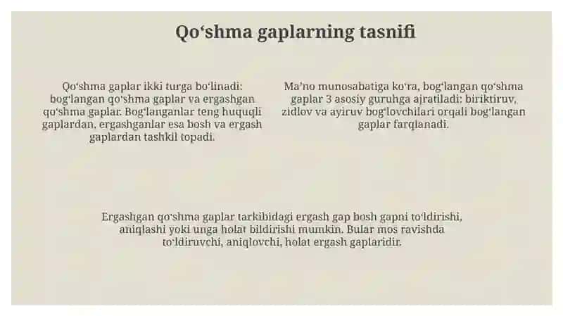 Qoʻshma gapning taʼrifi va tasnifi 4