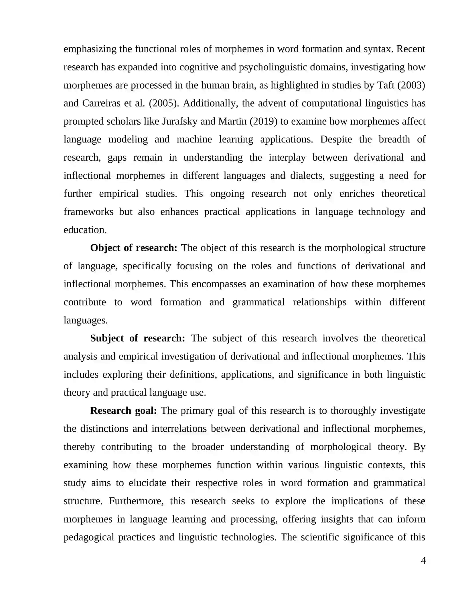 "Derivational and inflectional morphemes. Theoretical approach" 4