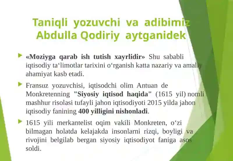 Iqtisodiy ta'limotlar tarixifanining predmeti va uslubi 4
