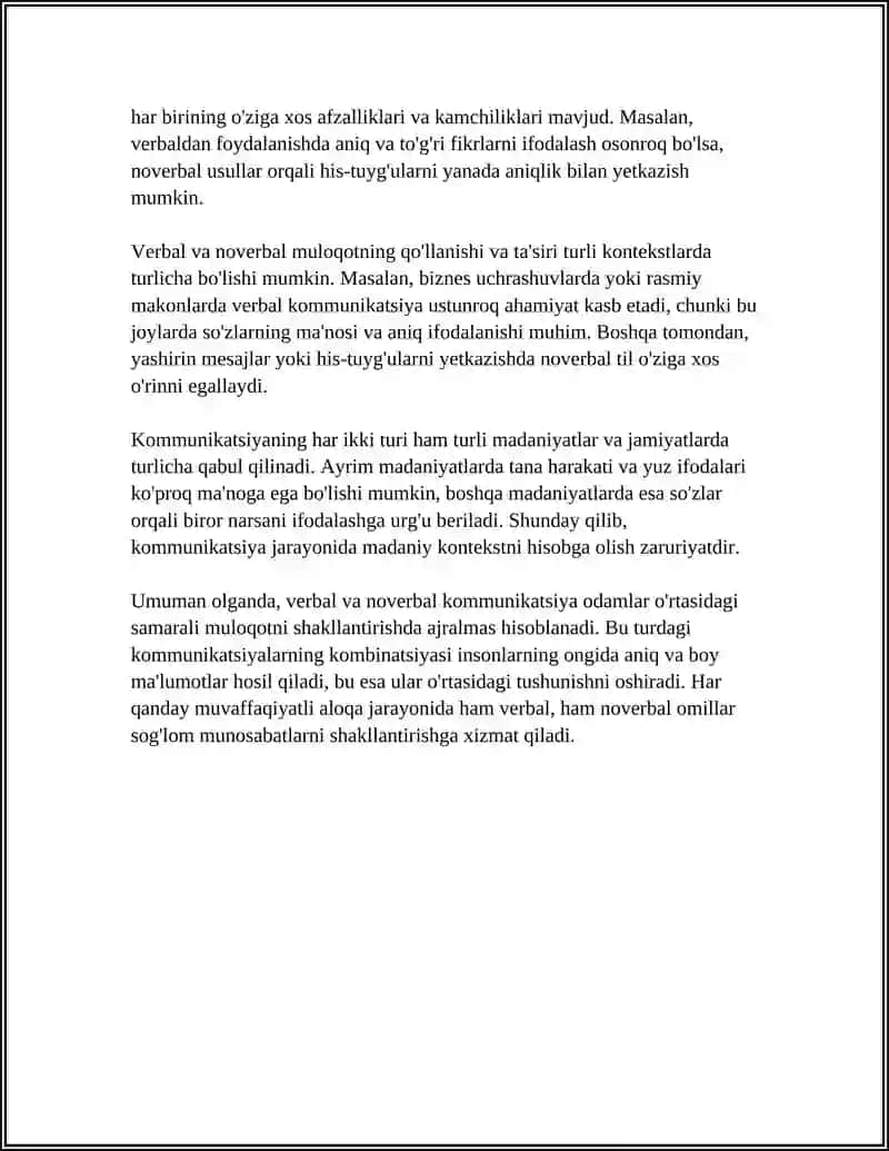 VERBAL VA NOVERBAL KOMUNIKATSIYANING OʻRNI 4