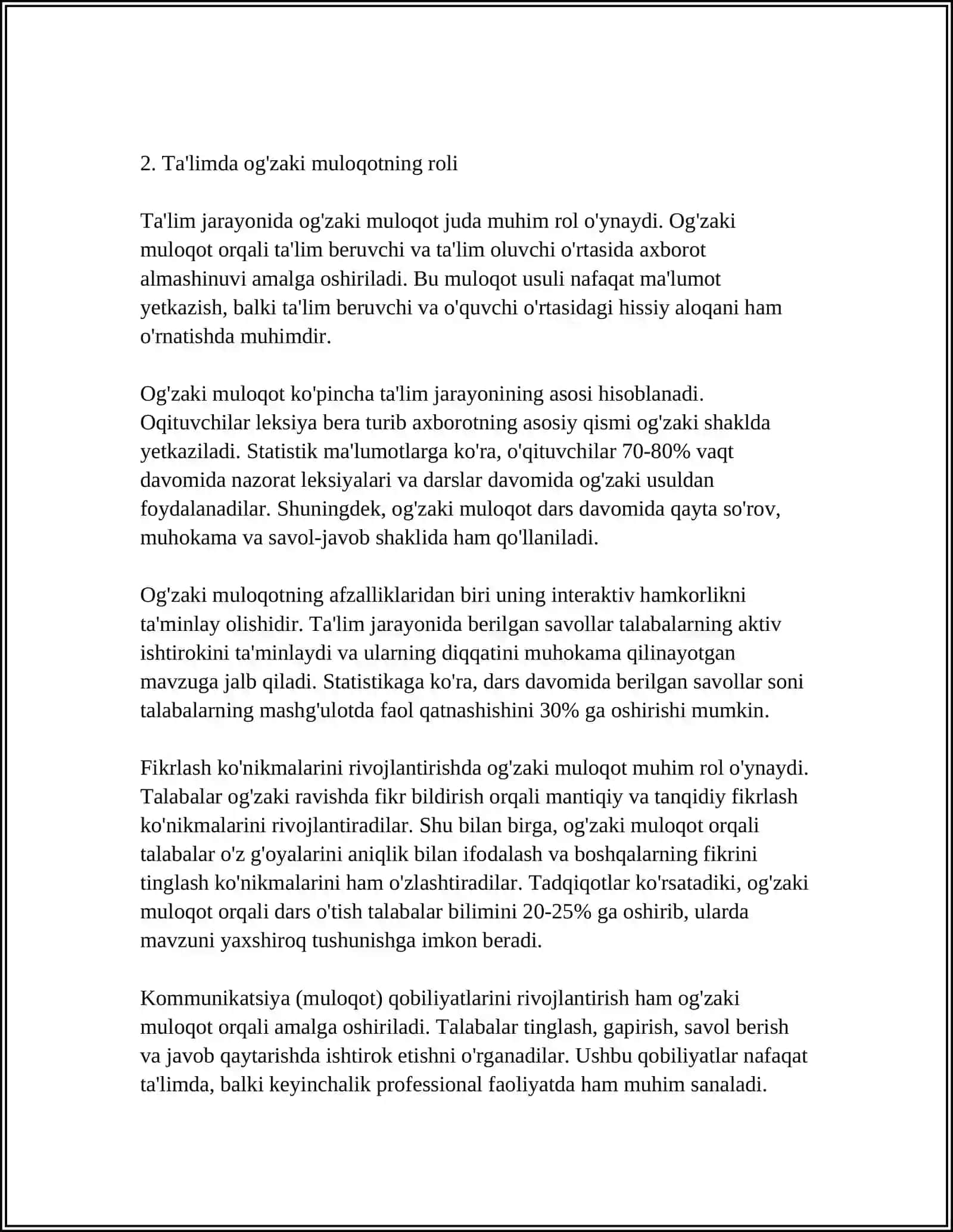 PEDAGOGIKADA OG'ZAKI MULOQOT 4