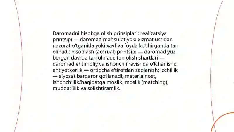 Umumiy daromadlarni hisobotda aks ettirish 4