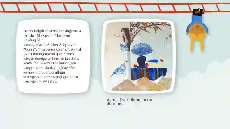 Úken toparlarda balalardi suwret salıwga uyretiw 4