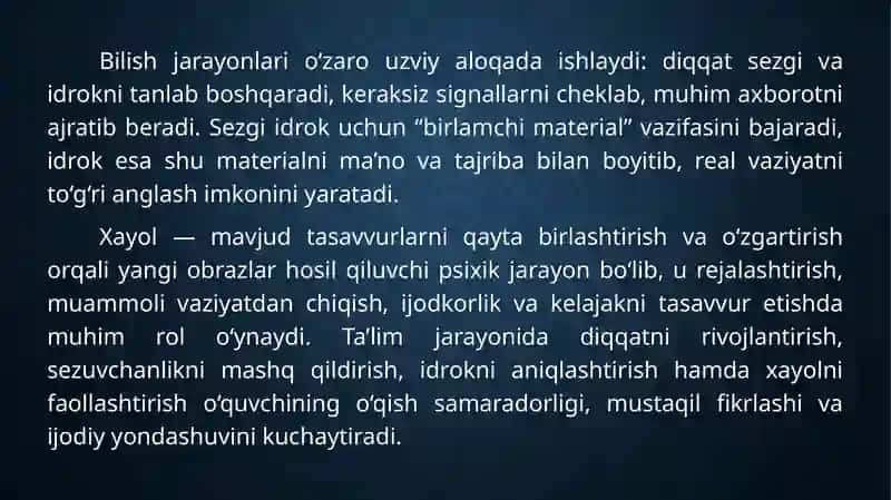 Diqqat, Sezgi, Xayol, Idrok 4