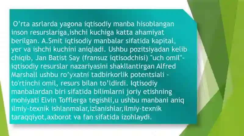 Iqtisodiy resurslarning mazmuni va uning turlari 4