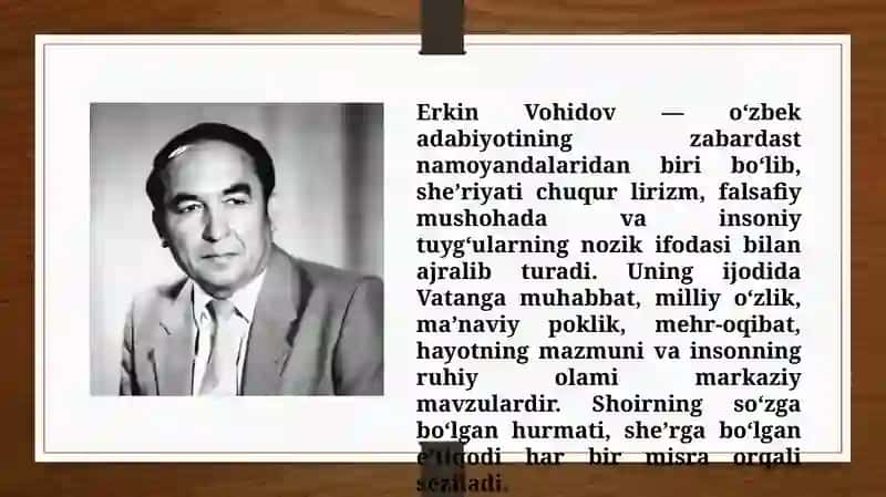 Erkin Vohidov she`riyati (TAQDIMOT) 4