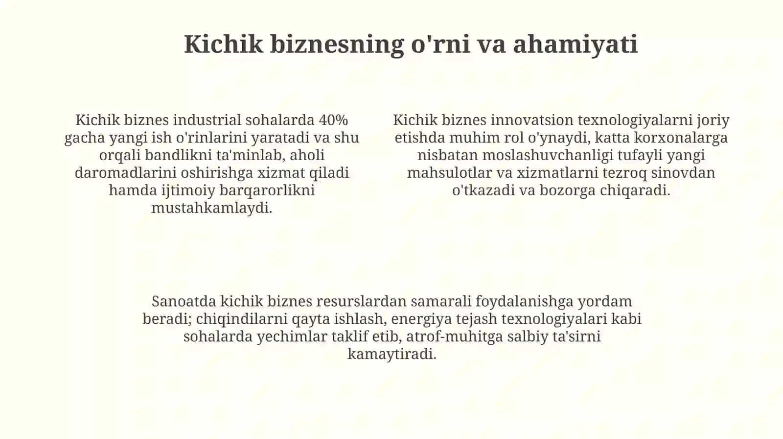 Sanoat tarmoqlarida kichik biznesni rivojlantish istiqbollari 4