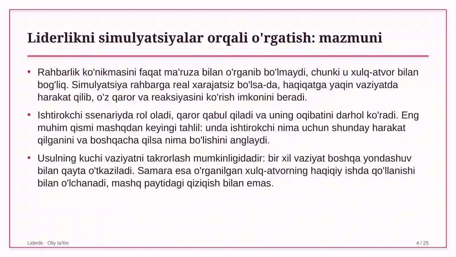 davlat korxonalarida liderlik ko'nikmalarini simulyatsiyalar orqali o'rgatish 7222 4