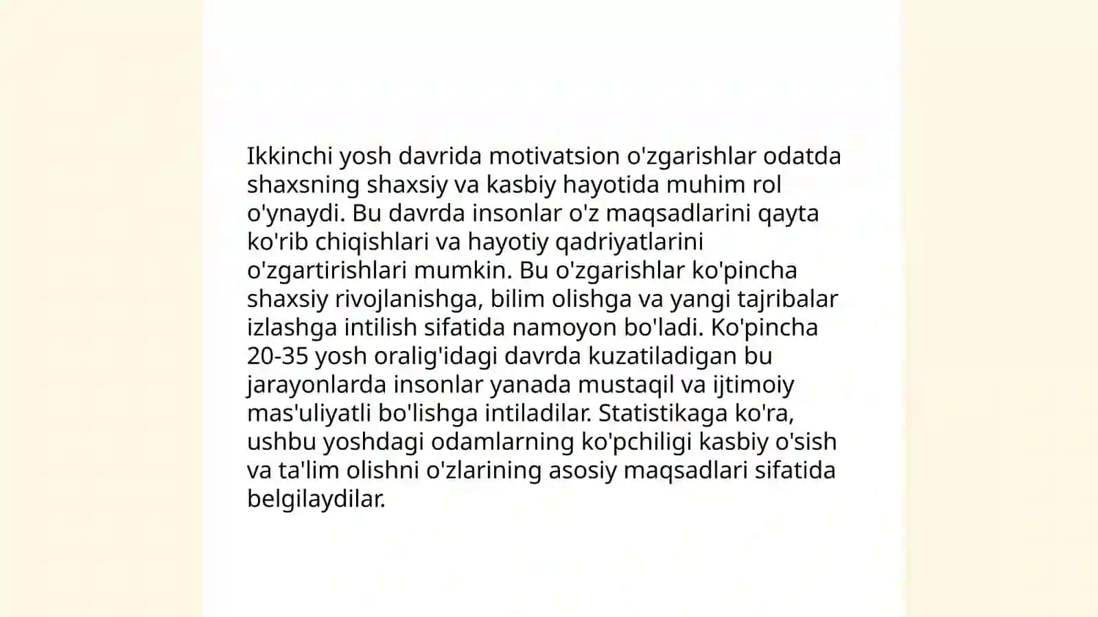 Yosh davrida motivatsion sohadagi o'zgarishlar 4
