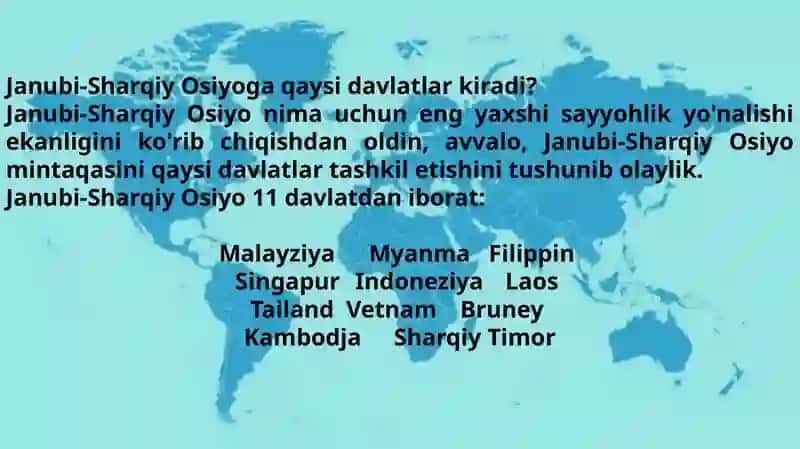 JANUBIY SHARQIY OSIYO AJOYIBOTLARI 4
