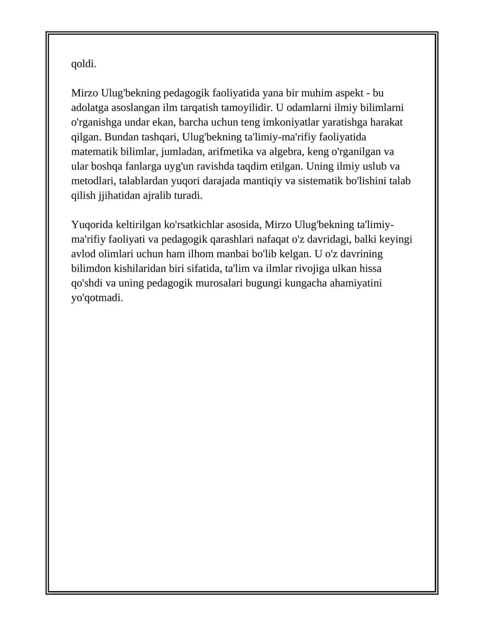 MIRZO ULUG'BEKNING PEDAGOGIK QARASHLARI 4