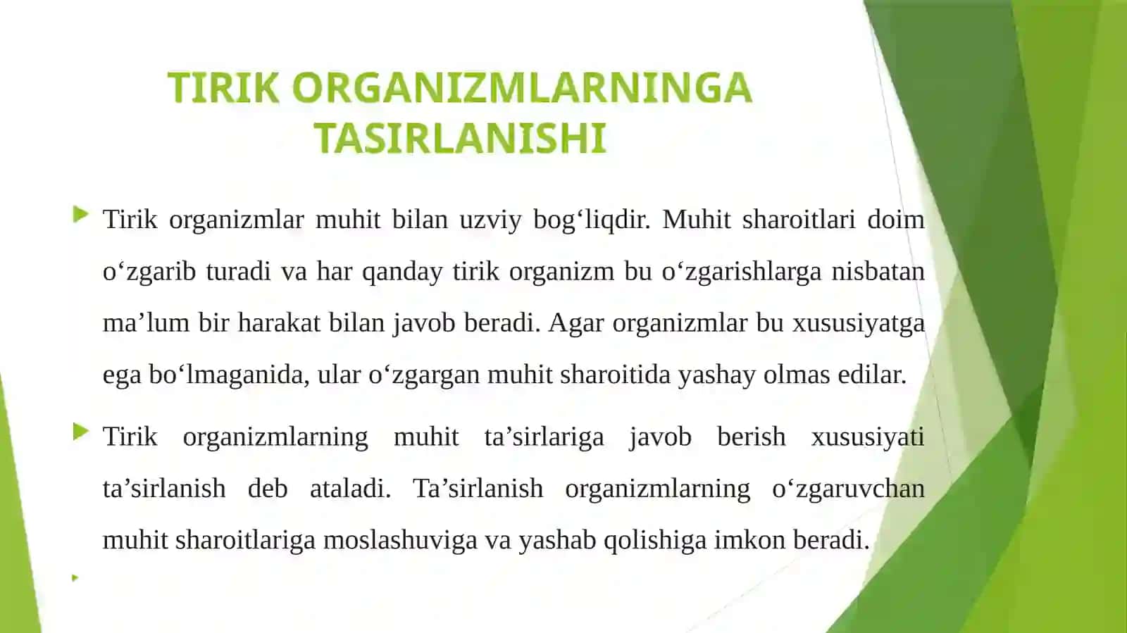 Tirik organizmlarning tasirlanishi 4