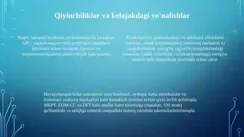 Qo'zg'algan holatlarning kvant kimyosi 4