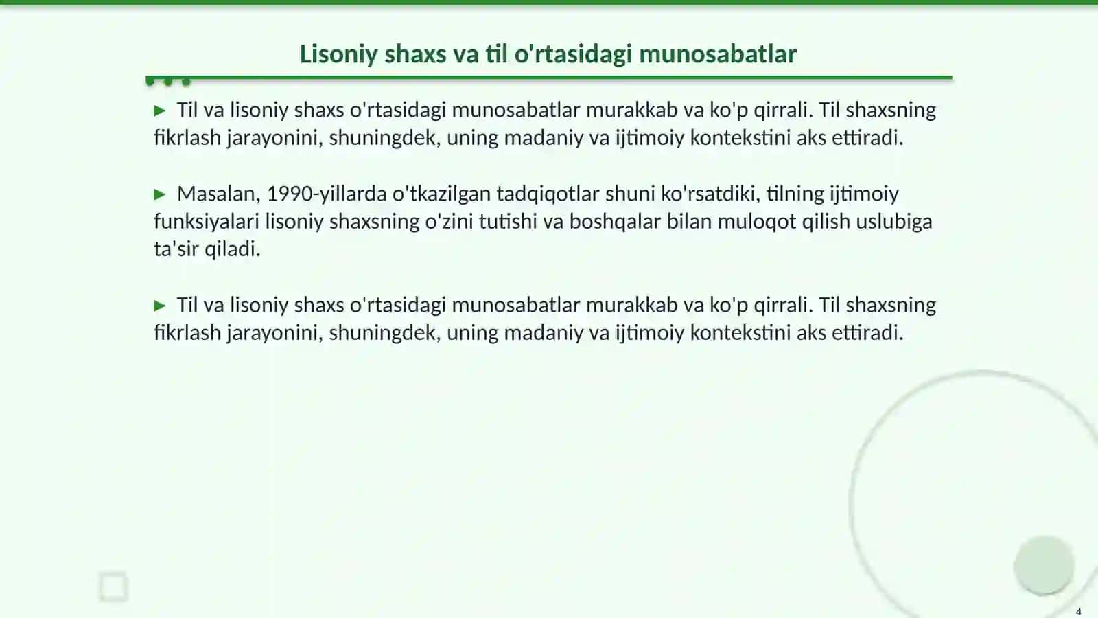 Tilshunoslikda lisoniy shaxs masalasi 4