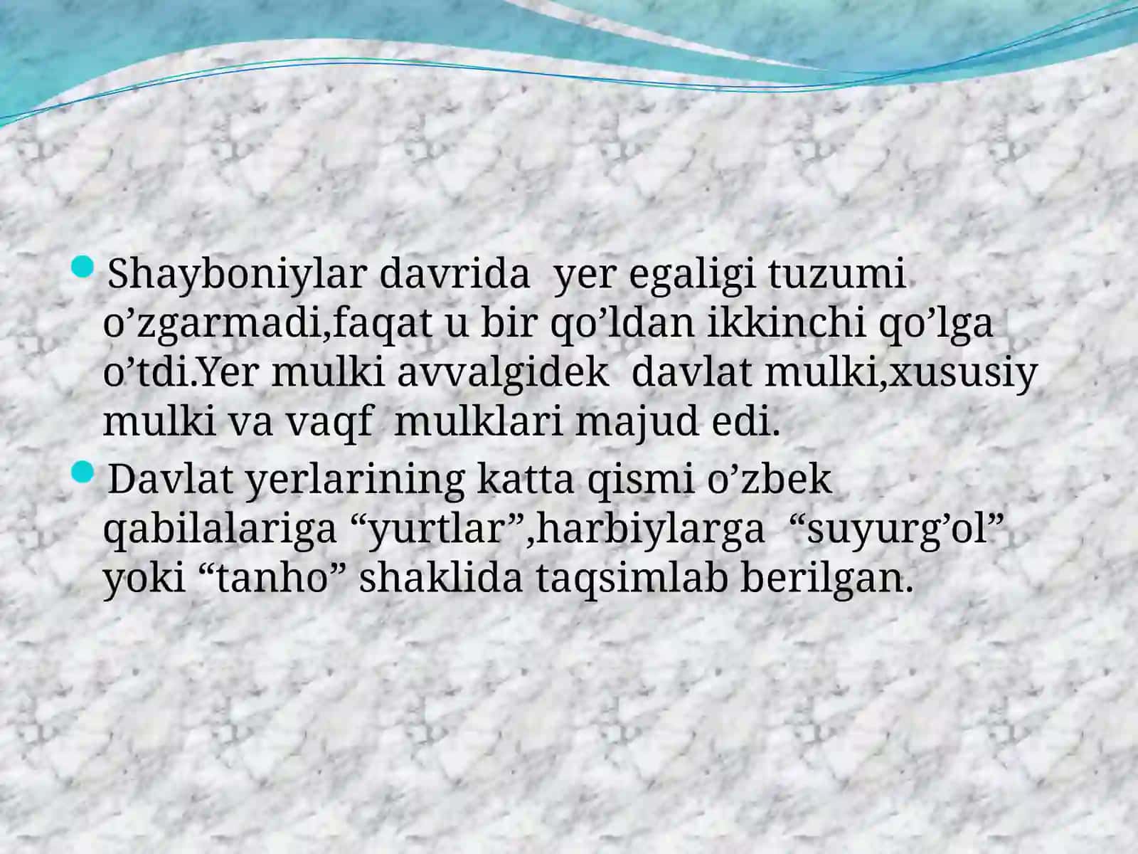 Mustafoyeva Mohizodaning O'zbekiston tarixi fanidan tayyorlagan taqdimoti 4