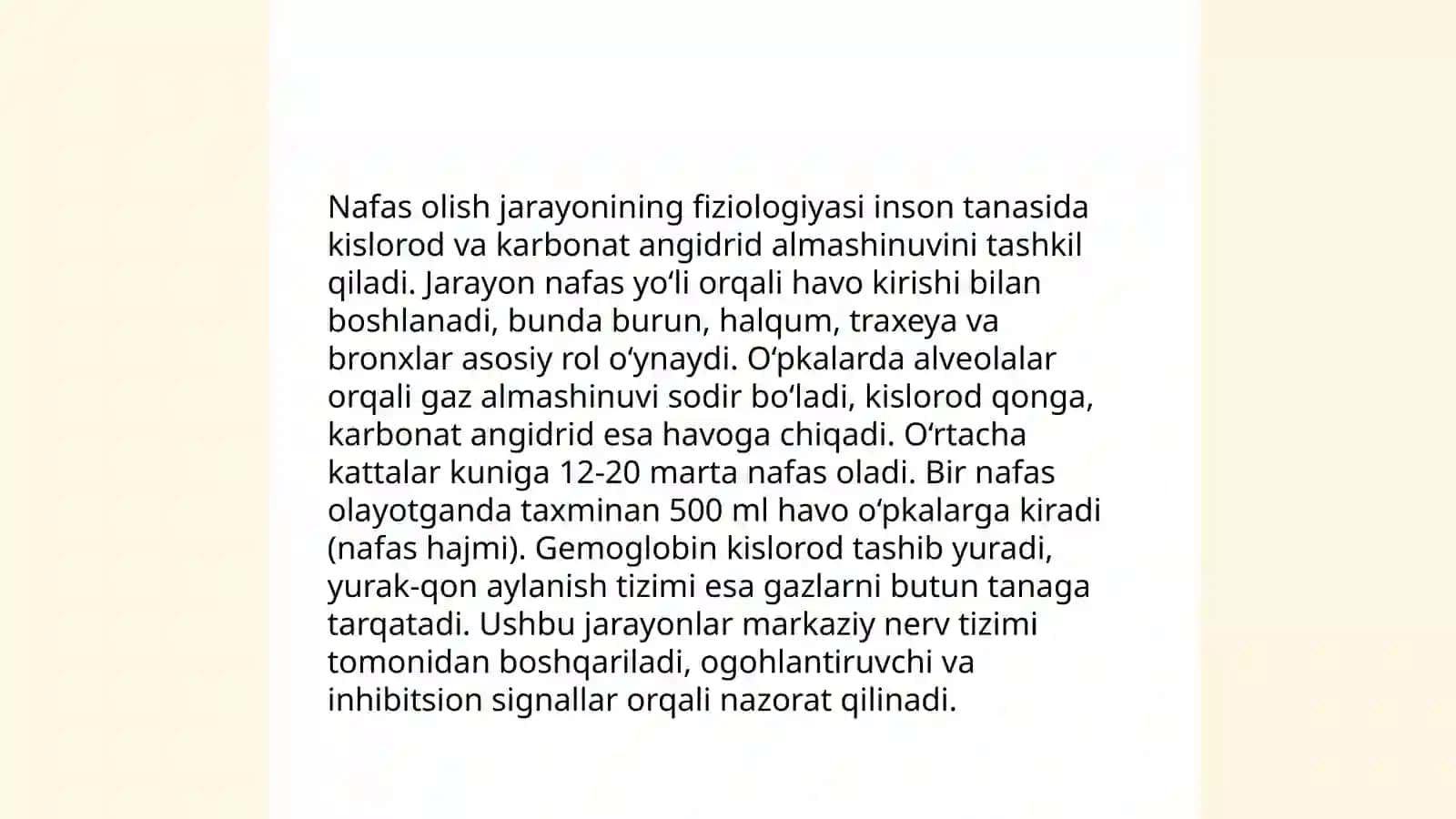 Nafas olish jarayonlari. A.BAX va V.Palavin nazariyasi 4