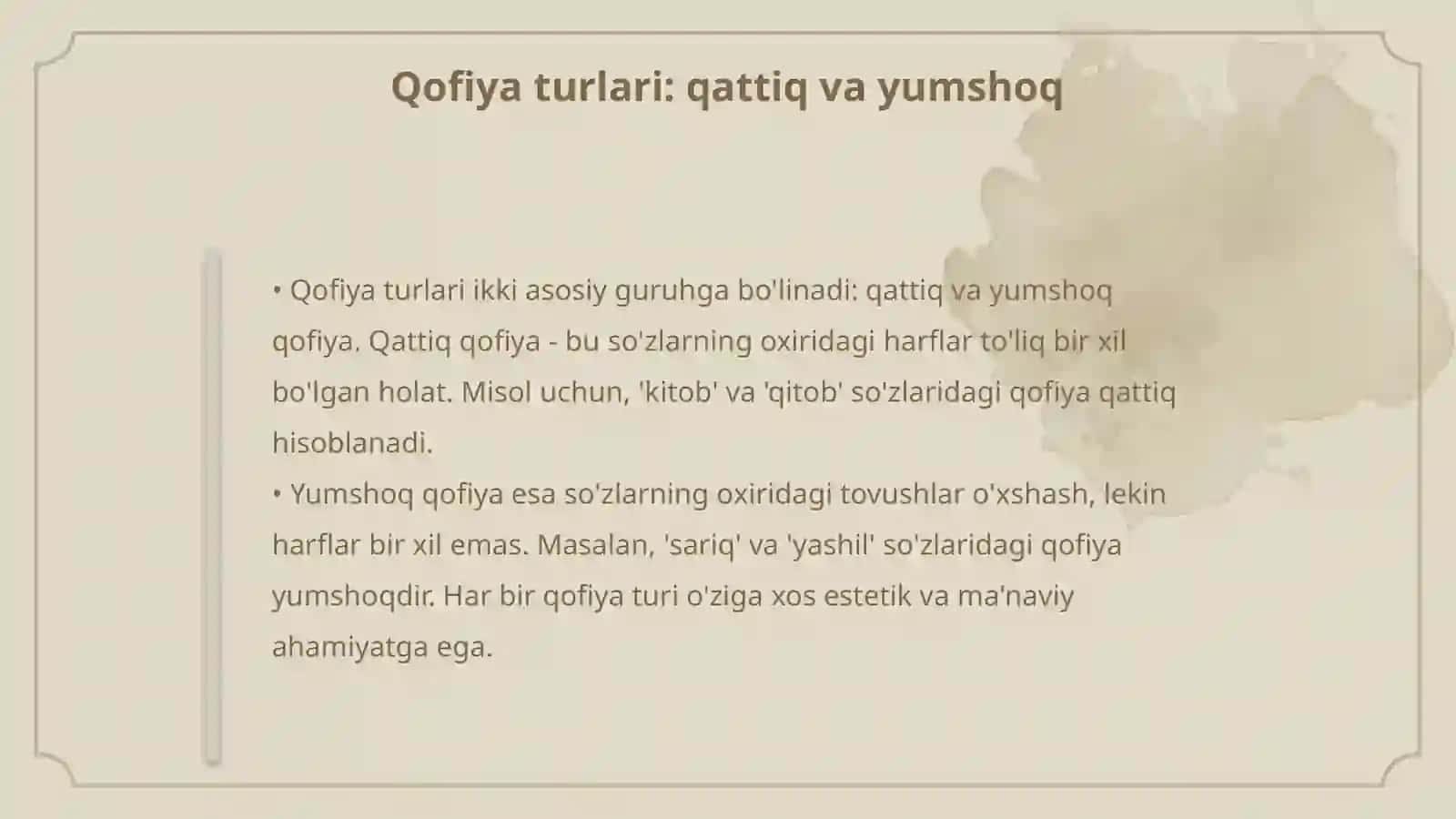 Qofiya va uning turlari. raviy 4